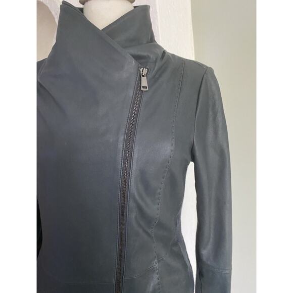 Vince Grey Leather Jacket - Picture 6 of 14